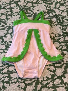 TBBC Pink & Green Scallop Trim Swimsuit